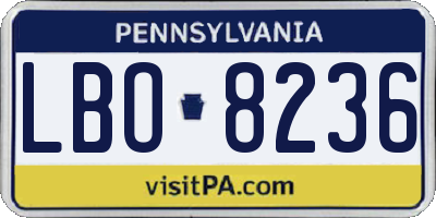 PA license plate LBO8236