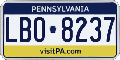 PA license plate LBO8237