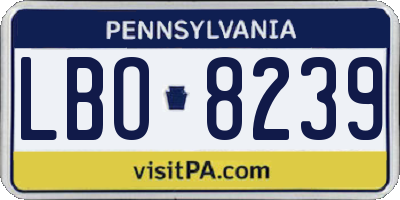 PA license plate LBO8239