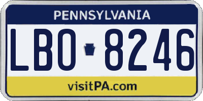 PA license plate LBO8246