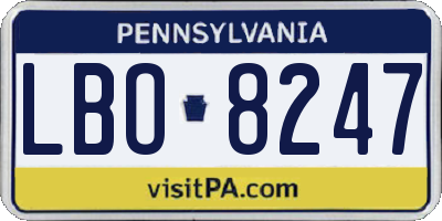 PA license plate LBO8247