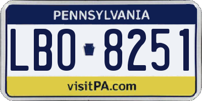 PA license plate LBO8251