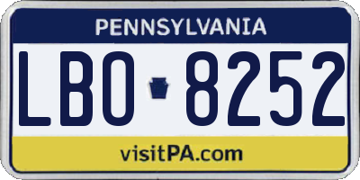 PA license plate LBO8252