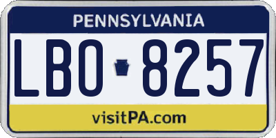 PA license plate LBO8257