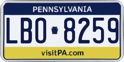 PA license plate LBO8259