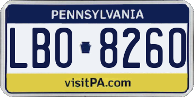 PA license plate LBO8260