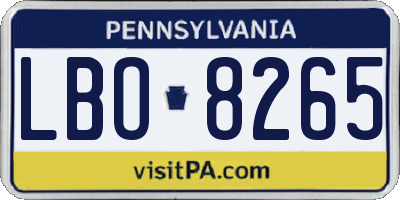 PA license plate LBO8265
