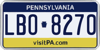 PA license plate LBO8270