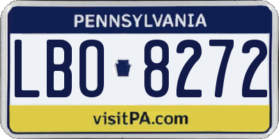 PA license plate LBO8272