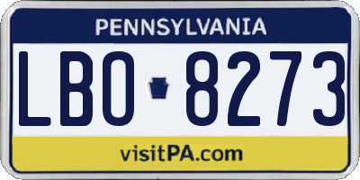 PA license plate LBO8273