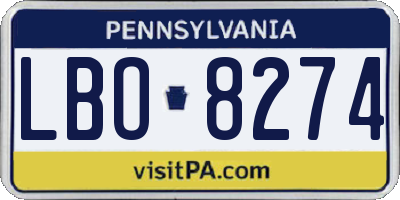 PA license plate LBO8274