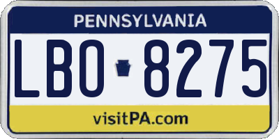 PA license plate LBO8275