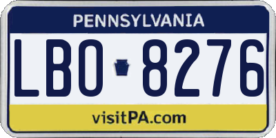 PA license plate LBO8276