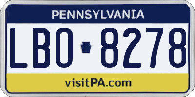 PA license plate LBO8278