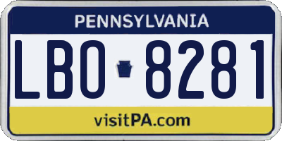 PA license plate LBO8281