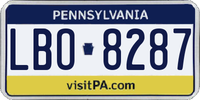 PA license plate LBO8287