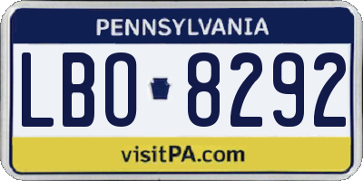 PA license plate LBO8292