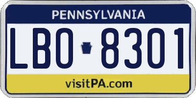 PA license plate LBO8301