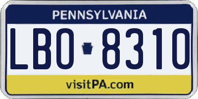 PA license plate LBO8310