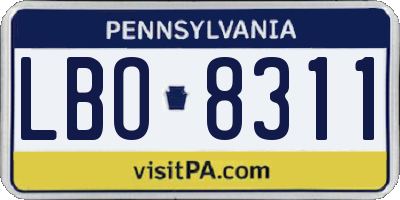PA license plate LBO8311
