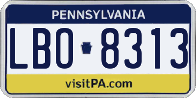 PA license plate LBO8313