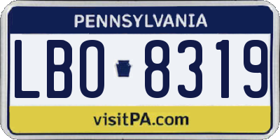PA license plate LBO8319