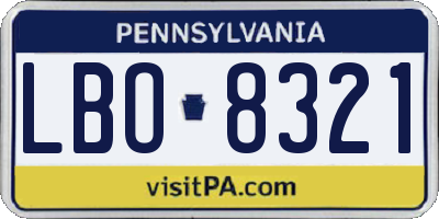 PA license plate LBO8321