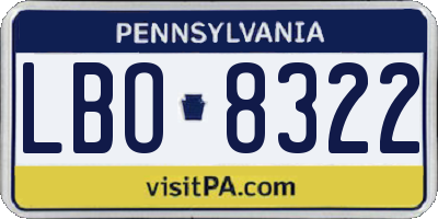 PA license plate LBO8322