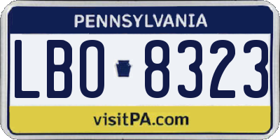 PA license plate LBO8323