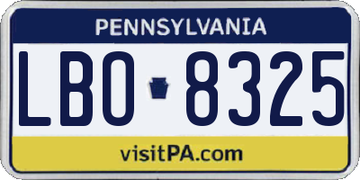 PA license plate LBO8325