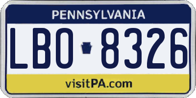 PA license plate LBO8326