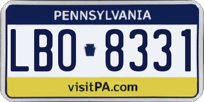 PA license plate LBO8331
