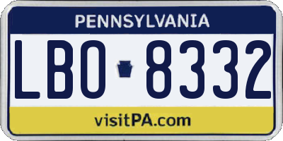 PA license plate LBO8332