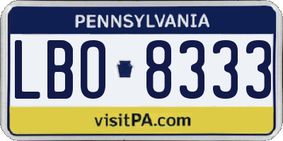 PA license plate LBO8333