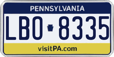 PA license plate LBO8335