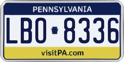 PA license plate LBO8336