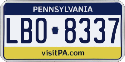 PA license plate LBO8337