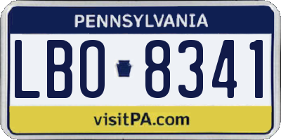 PA license plate LBO8341