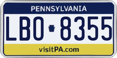 PA license plate LBO8355
