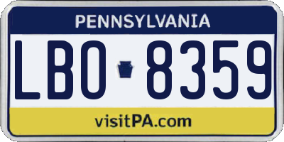 PA license plate LBO8359