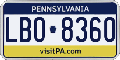 PA license plate LBO8360