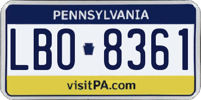 PA license plate LBO8361