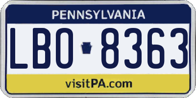 PA license plate LBO8363