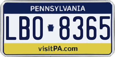 PA license plate LBO8365