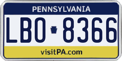 PA license plate LBO8366