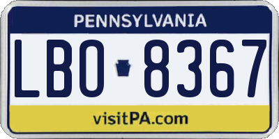 PA license plate LBO8367