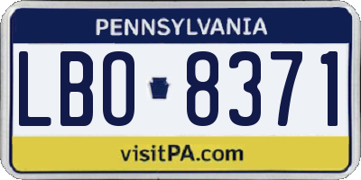 PA license plate LBO8371