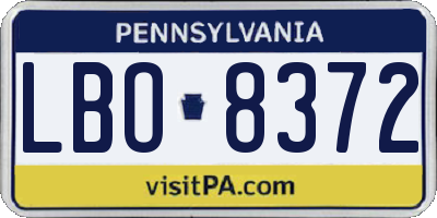 PA license plate LBO8372
