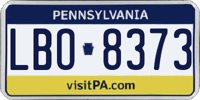 PA license plate LBO8373