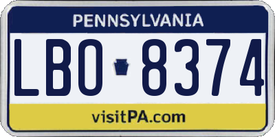 PA license plate LBO8374